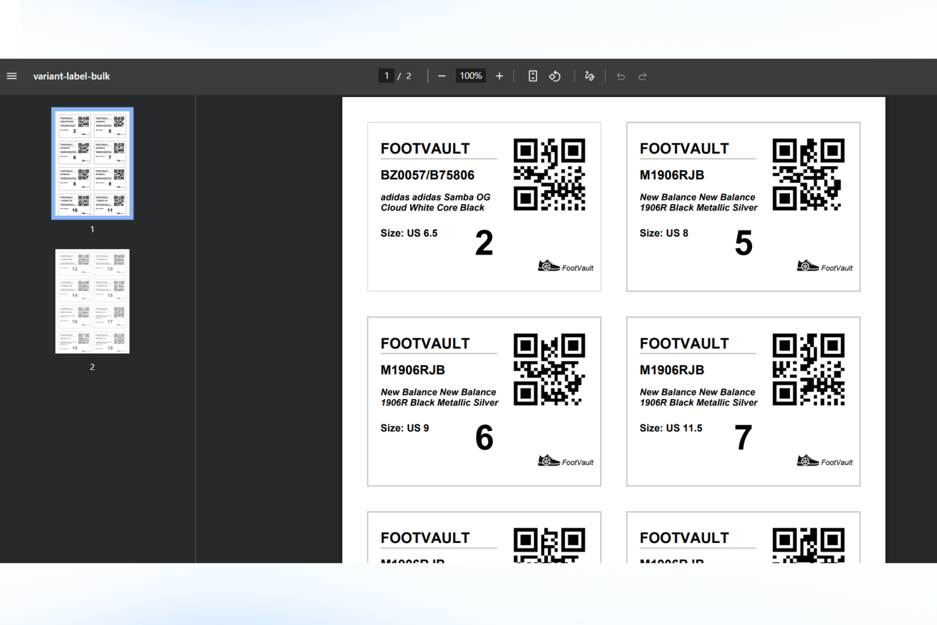 Bulk QR Sticker Generation